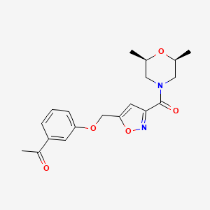 molecular formula C19H22N2O5 B4901126 1-{3-[(3-{[(2R*,6S*)-2,6-dimethyl-4-morpholinyl]carbonyl}-5-isoxazolyl)methoxy]phenyl}ethanone 