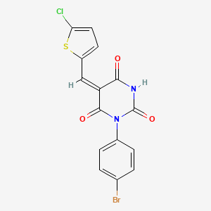 molecular formula C15H8BrClN2O3S B4901138 (5E)-1-(4-bromophenyl)-5-[(5-chlorothiophen-2-yl)methylidene]pyrimidine-2,4,6(1H,3H,5H)-trione 