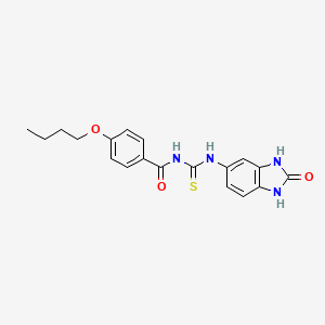 molecular formula C19H20N4O3S B4901149 1-(4-Butoxybenzoyl)-3-(2-oxo-2,3-dihydro-1H-1,3-benzodiazol-5-YL)thiourea 