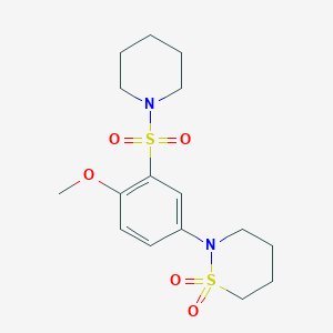 molecular formula C16H24N2O5S2 B4901196 2-[4-methoxy-3-(1-piperidinylsulfonyl)phenyl]-1,2-thiazinane 1,1-dioxide 