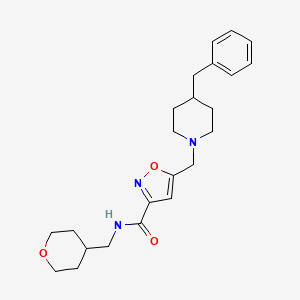 molecular formula C23H31N3O3 B4901211 5-[(4-benzyl-1-piperidinyl)methyl]-N-(tetrahydro-2H-pyran-4-ylmethyl)-3-isoxazolecarboxamide 