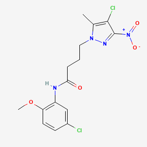 N-(5-chloro-2-methoxyphenyl)-4-(4-chloro-5-methyl-3-nitro-1H-pyrazol-1-yl)butanamide