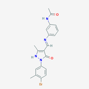 molecular formula C20H19BrN4O2 B490129 N-[3-({[1-(4-bromo-3-methylphenyl)-3-methyl-5-oxo-1,5-dihydro-4H-pyrazol-4-ylidene]methyl}amino)phenyl]acetamide 