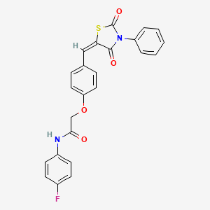 2-{4-[(E)-(2,4-dioxo-3-phenyl-1,3-thiazolidin-5-ylidene)methyl]phenoxy}-N-(4-fluorophenyl)acetamide