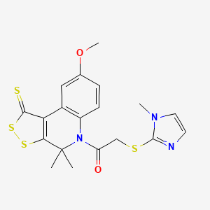 1-(8-methoxy-4,4-dimethyl-1-thioxo-1,4-dihydro-5H-[1,2]dithiolo[3,4-c]quinolin-5-yl)-2-[(1-methyl-1H-imidazol-2-yl)sulfanyl]ethanone