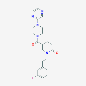 molecular formula C22H26FN5O2 B4901455 1-[2-(3-fluorophenyl)ethyl]-5-{[4-(2-pyrazinyl)-1-piperazinyl]carbonyl}-2-piperidinone 