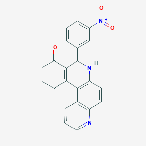 molecular formula C22H17N3O3 B4901491 8-(3-nitrophenyl)-8,10,11,12-tetrahydro-7H-benzo[a][4,7]phenanthrolin-9-one 