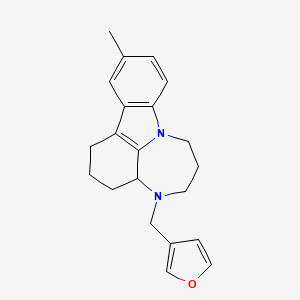 molecular formula C21H24N2O B4901526 6-(Furan-3-ylmethyl)-14-methyl-6,10-diazatetracyclo[8.6.1.05,17.011,16]heptadeca-1(17),11(16),12,14-tetraene 