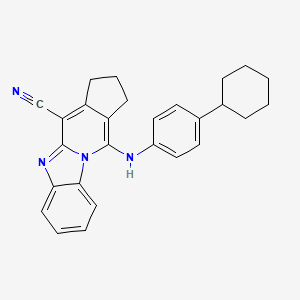 molecular formula C27H26N4 B4901532 11-[(4-cyclohexylphenyl)amino]-2,3-dihydro-1H-cyclopenta[4,5]pyrido[1,2-a]benzimidazole-4-carbonitrile 