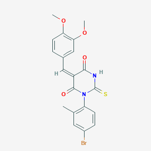 (5E)-1-(4-bromo-2-methylphenyl)-5-(3,4-dimethoxybenzylidene)-2-thioxodihydropyrimidine-4,6(1H,5H)-dione