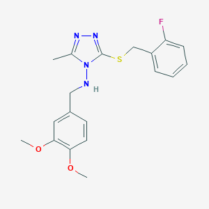 molecular formula C19H21FN4O2S B490165 N-(3,4-dimethoxybenzyl)-N-{3-[(2-fluorobenzyl)sulfanyl]-5-methyl-4H-1,2,4-triazol-4-yl}amine CAS No. 724446-74-6