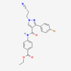 molecular formula C22H19BrN4O3 B4901757 Ethyl 4-[[3-(4-bromophenyl)-1-(2-cyanoethyl)pyrazole-4-carbonyl]amino]benzoate 