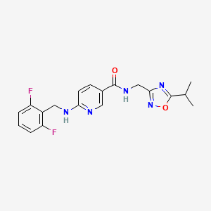 molecular formula C19H19F2N5O2 B4901787 6-[(2,6-difluorobenzyl)amino]-N-[(5-isopropyl-1,2,4-oxadiazol-3-yl)methyl]nicotinamide 