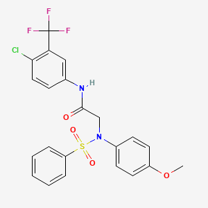 molecular formula C22H18ClF3N2O4S B4901880 2-[N-(benzenesulfonyl)-4-methoxyanilino]-N-[4-chloro-3-(trifluoromethyl)phenyl]acetamide 