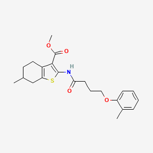 molecular formula C22H27NO4S B4901918 methyl 6-methyl-2-{[4-(2-methylphenoxy)butanoyl]amino}-4,5,6,7-tetrahydro-1-benzothiophene-3-carboxylate 