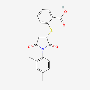 molecular formula C19H17NO4S B4901968 2-{[1-(2,4-Dimethylphenyl)-2,5-dioxopyrrolidin-3-yl]sulfanyl}benzoic acid 