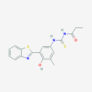 molecular formula C18H17N3O2S2 B490206 N-[3-(1,3-benzothiazol-2-yl)-4-hydroxy-5-methylphenyl]-N'-propionylthiourea 