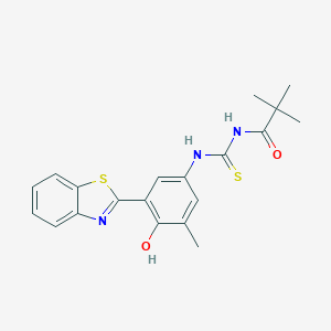 molecular formula C20H21N3O2S2 B490207 N-{[3-(1,3-benzothiazol-2-yl)-4-hydroxy-5-methylphenyl]carbamothioyl}-2,2-dimethylpropanamide 