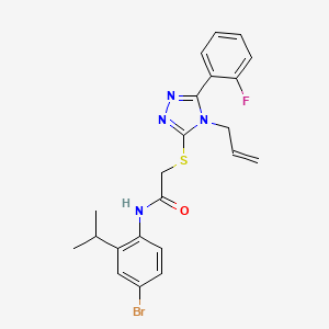 molecular formula C22H22BrFN4OS B4902133 N-[4-bromo-2-(propan-2-yl)phenyl]-2-{[5-(2-fluorophenyl)-4-(prop-2-en-1-yl)-4H-1,2,4-triazol-3-yl]sulfanyl}acetamide 