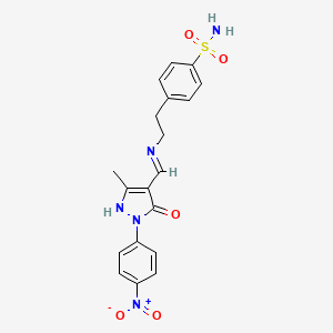 molecular formula C19H19N5O5S B4902134 4-[2-({[(4E)-3-METHYL-1-(4-NITROPHENYL)-5-OXO-4,5-DIHYDRO-1H-PYRAZOL-4-YLIDENE]METHYL}AMINO)ETHYL]BENZENE-1-SULFONAMIDE CAS No. 5813-03-6