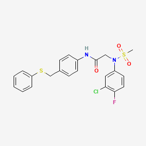 molecular formula C22H20ClFN2O3S2 B4902160 N~2~-(3-chloro-4-fluorophenyl)-N~2~-(methylsulfonyl)-N~1~-{4-[(phenylthio)methyl]phenyl}glycinamide 