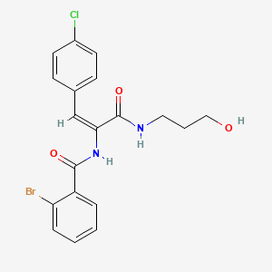 molecular formula C19H18BrClN2O3 B4902192 2-bromo-N-[(E)-1-(4-chlorophenyl)-3-(3-hydroxypropylamino)-3-oxoprop-1-en-2-yl]benzamide 