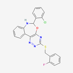 molecular formula C23H16ClFN4OS B4902249 6-(2-Chlorophenyl)-3-[(2-fluorophenyl)methylsulfanyl]-6,7-dihydro-[1,2,4]triazino[5,6-d][3,1]benzoxazepine 