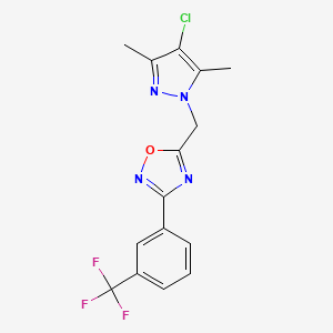 5-[(4-Chloro-3,5-dimethylpyrazol-1-yl)methyl]-3-[3-(trifluoromethyl)phenyl]-1,2,4-oxadiazole