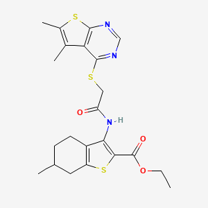 ethyl 3-({[(5,6-dimethylthieno[2,3-d]pyrimidin-4-yl)thio]acetyl}amino)-6-methyl-4,5,6,7-tetrahydro-1-benzothiophene-2-carboxylate