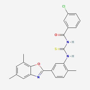 3-chloro-N-{[5-(5,7-dimethyl-1,3-benzoxazol-2-yl)-2-methylphenyl]carbamothioyl}benzamide