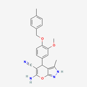 molecular formula C23H22N4O3 B4902508 6-AMINO-4-{3-METHOXY-4-[(4-METHYLBENZYL)OXY]PHENYL}-3-METHYL-1,4-DIHYDROPYRANO[2,3-C]PYRAZOL-5-YL CYANIDE 