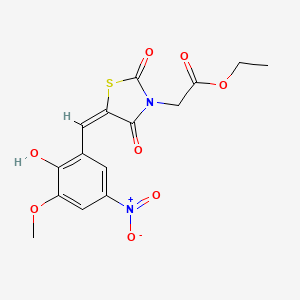 ethyl 2-[(5E)-5-[(2-hydroxy-3-methoxy-5-nitrophenyl)methylidene]-2,4-dioxo-1,3-thiazolidin-3-yl]acetate