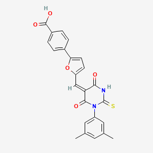 4-(5-{[(5E)-1-(3,5-Dimethylphenyl)-4,6-dioxo-2-sulfanylidene-1,3-diazinan-5-ylidene]methyl}furan-2-YL)benzoic acid