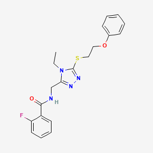 molecular formula C20H21FN4O2S B4902666 N-({4-ethyl-5-[(2-phenoxyethyl)thio]-4H-1,2,4-triazol-3-yl}methyl)-2-fluorobenzamide 