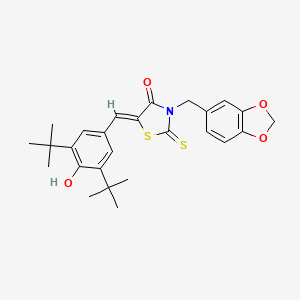 3-(1,3-benzodioxol-5-ylmethyl)-5-(3,5-di-tert-butyl-4-hydroxybenzylidene)-2-thioxo-1,3-thiazolidin-4-one