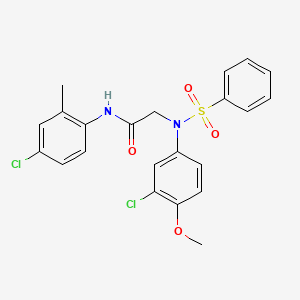 molecular formula C22H20Cl2N2O4S B4902764 N~2~-(3-chloro-4-methoxyphenyl)-N~1~-(4-chloro-2-methylphenyl)-N~2~-(phenylsulfonyl)glycinamide 