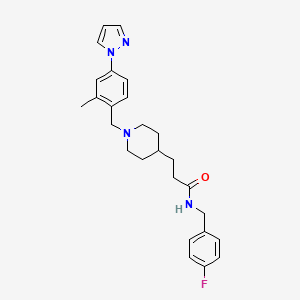 molecular formula C26H31FN4O B4902782 N-(4-fluorobenzyl)-3-{1-[2-methyl-4-(1H-pyrazol-1-yl)benzyl]-4-piperidinyl}propanamide 