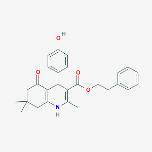 2-Phenylethyl 4-(4-hydroxyphenyl)-2,7,7-trimethyl-5-oxo-1,4,5,6,7,8-hexahydroquinoline-3-carboxylate