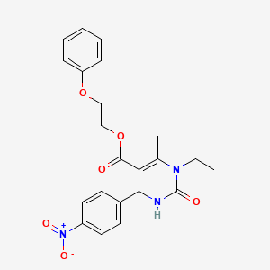 molecular formula C22H23N3O6 B4902826 2-Phenoxyethyl 1-ethyl-6-methyl-4-(4-nitrophenyl)-2-oxo-1,2,3,4-tetrahydropyrimidine-5-carboxylate 