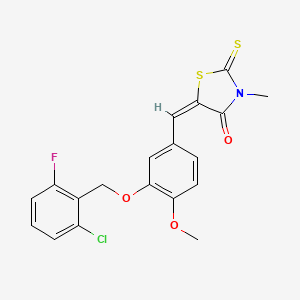 molecular formula C19H15ClFNO3S2 B4902906 5-{3-[(2-chloro-6-fluorobenzyl)oxy]-4-methoxybenzylidene}-3-methyl-2-thioxo-1,3-thiazolidin-4-one 