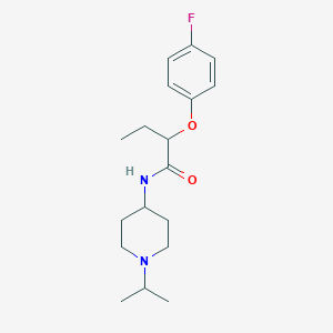 molecular formula C18H27FN2O2 B4902931 2-(4-fluorophenoxy)-N-[1-(propan-2-yl)piperidin-4-yl]butanamide 