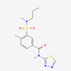 molecular formula C14H18N4O3S2 B4902978 4-methyl-3-[methyl(propyl)sulfamoyl]-N-(1,3,4-thiadiazol-2-yl)benzamide 