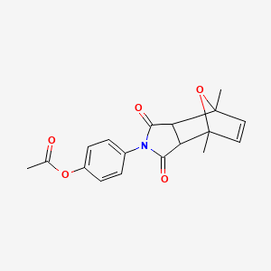 molecular formula C18H17NO5 B4902999 4-(1,7-dimethyl-3,5-dioxo-10-oxa-4-azatricyclo[5.2.1.0~2,6~]dec-8-en-4-yl)phenyl acetate 