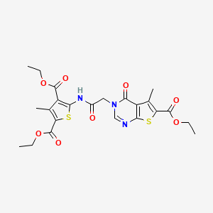 molecular formula C23H25N3O8S2 B4903023 diethyl 5-({[6-(ethoxycarbonyl)-5-methyl-4-oxothieno[2,3-d]pyrimidin-3(4H)-yl]acetyl}amino)-3-methyl-2,4-thiophenedicarboxylate 