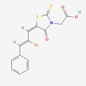 molecular formula C14H10BrNO3S2 B4903117 2-[(5E)-5-[(2Z)-2-BROMO-3-PHENYLPROP-2-EN-1-YLIDENE]-4-OXO-2-SULFANYLIDENE-1,3-THIAZOLIDIN-3-YL]ACETIC ACID 