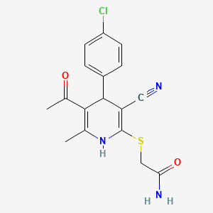 2-{[5-acetyl-4-(4-chlorophenyl)-3-cyano-6-methyl-1,4-dihydro-2-pyridinyl]thio}acetamide