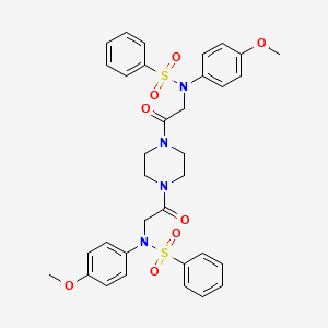 N-[2-[4-[2-[N-(benzenesulfonyl)-4-methoxyanilino]acetyl]piperazin-1-yl]-2-oxoethyl]-N-(4-methoxyphenyl)benzenesulfonamide