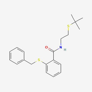 molecular formula C20H25NOS2 B4903172 2-(benzylthio)-N-[2-(tert-butylthio)ethyl]benzamide 