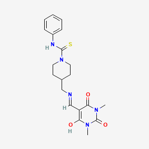 4-({[(1,3-dimethyl-2,4,6-trioxotetrahydro-5(2H)-pyrimidinylidene)methyl]amino}methyl)-N-phenyl-1-piperidinecarbothioamide