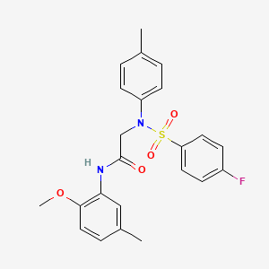 molecular formula C23H23FN2O4S B4903240 N~2~-[(4-fluorophenyl)sulfonyl]-N~1~-(2-methoxy-5-methylphenyl)-N~2~-(4-methylphenyl)glycinamide 